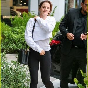ASO Emma Watson Joah Brown Cream Long Sleeve Tee